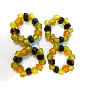 Glass Bead Napkin Rings Set of 4 Lampwork Handmade Amber Topaz Brown